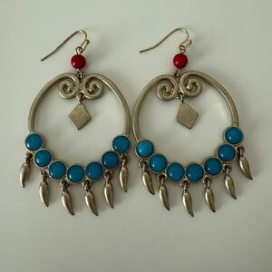 Elegant Gold and Blue Dangle Earrings